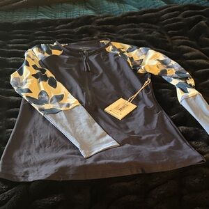 Carve Designs navy 3/4  Zip-Up Rashguard